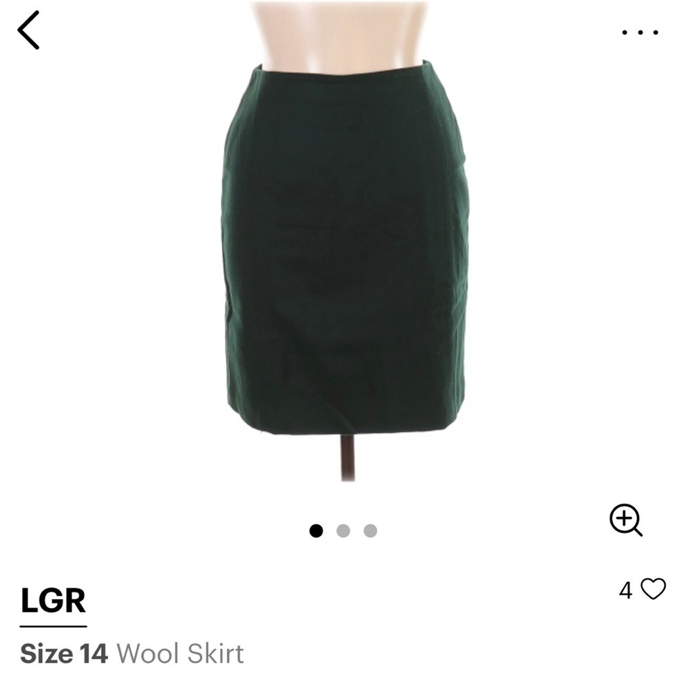 LGR Wool size 14 green pencil skirt